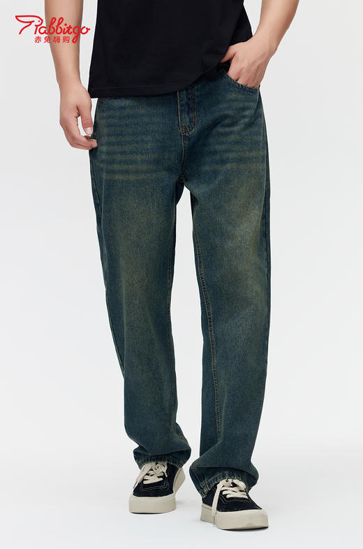 赤兔嗨购男装宽松阔腿牛仔裤2024年秋冬新款水洗长裤宽腿修饰身形 商品图0