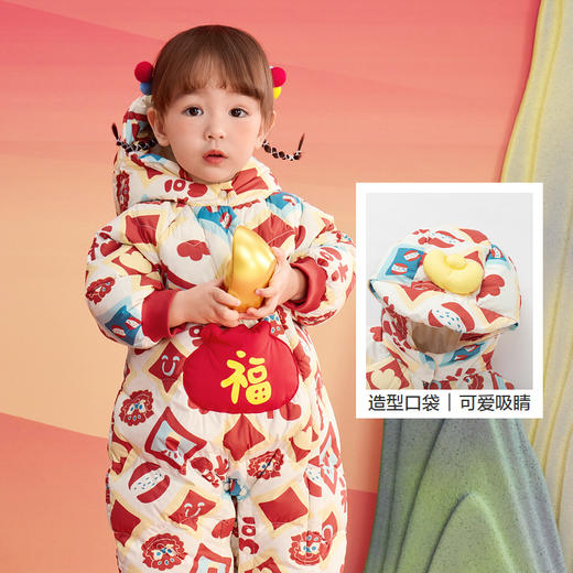 巴拉巴拉童装儿童宝宝连体衣新生婴儿衣服羽绒拜年服2025新年春装 商品图3