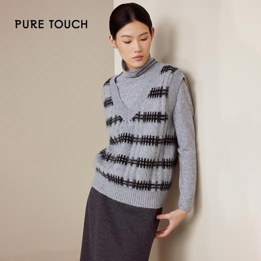 pure touch女士柔软保暖兔毛针织背心1345244418 商品图3