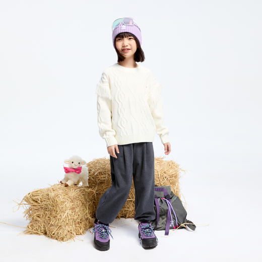 女童时髦绞花保暖毛衣冬季新款安奈儿童装实体店同款AG444626 商品图3