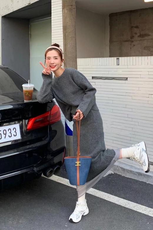 amadella ins风温柔系灰色双层针织半裙纱裙 17538 商品图3