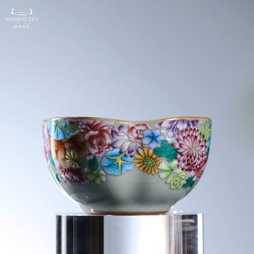 问鼎汝瓷鼎峰系列天青金瓜杯（万花）（缺货） 商品图0