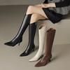 【预售7天】气质细跟英伦高跟瘦瘦靴新款显瘦尖头高筒v口长靴KLLN&kl2157 商品缩略图0