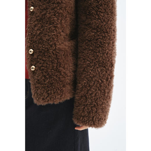 【严选】【100%绵羊毛】诗凡黎毛毛短外套2024年冬减龄宽松休闲羊羔毛外套7FA410181 商品图3