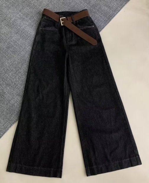 【门店同款】ENJOY冬季黑金配皮带直筒抓绒阔腿裤 159849997