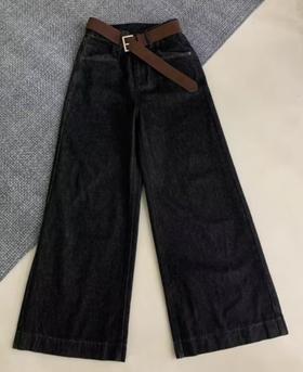 【门店同款】ENJOY冬季黑金配皮带直筒抓绒阔腿裤 159849997