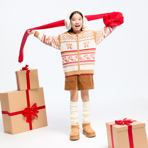 女童费尔岛提花带帽毛衣冬季新款安奈儿童装实体店同款AG444628 商品图3