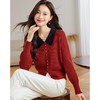 翻领针织开衫，拼色小香风洋气减龄打底上衣CC-JDS-8908 商品缩略图2
