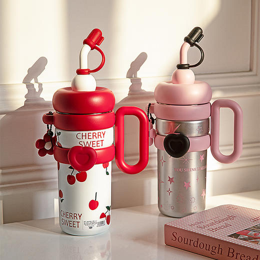 摩登主妇保温杯陶瓷内胆女高颜值冰霸杯大容量水杯2024新款吸管杯 商品图0