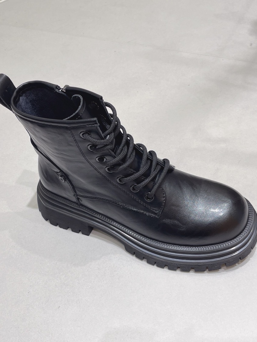 【门店同款】ENJOY冬季侧拉链圆头系带马丁靴 159751287