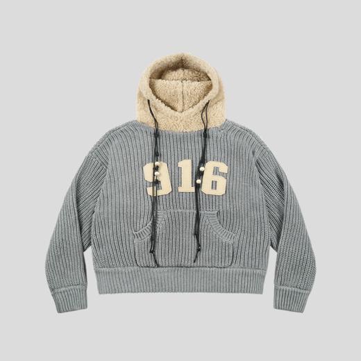 GOODBAI 916 贴布绣撞色拼接含羊毛连帽针织外套 商品图2