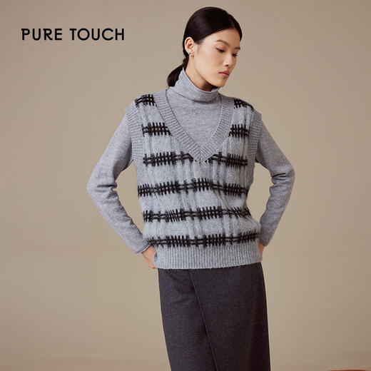 pure touch女士柔软保暖兔毛针织背心1345244418 商品图0