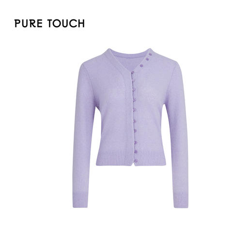 pure touch女士浅紫色时尚百搭绵羊毛100%针织开衫1359244405 商品图4