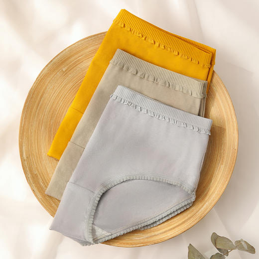 洁丽雅4条装中腰纯棉女士内裤简约纯色舒适柔软亲肤透气三角裤女 商品图1