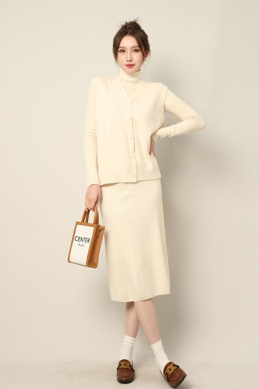 Le Malene 米白色马甲半裙针织三件套套装 17540 商品图0