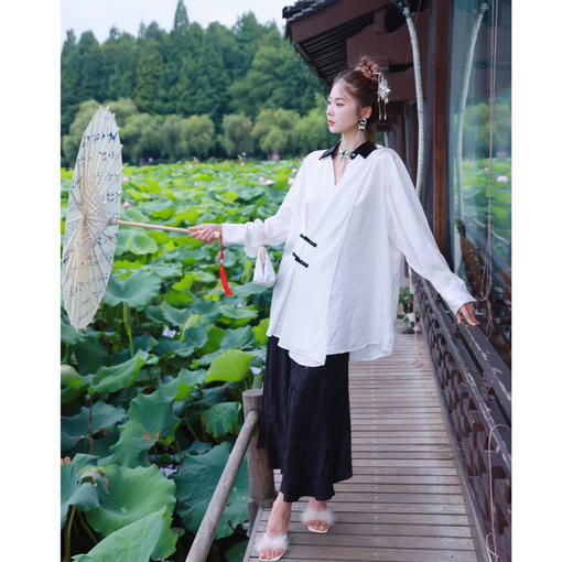 清仓捡漏不退不换【过年战袍】 LIN CHAO ZHANG 【长相思】醋酸国风衬衫 商品图0