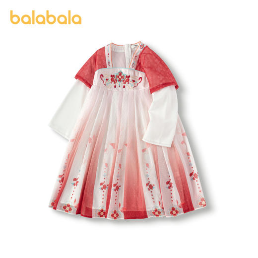 巴拉巴拉女童汉服连衣裙儿童襦裙2025春装新款红色拜年服国风裙子 商品图4