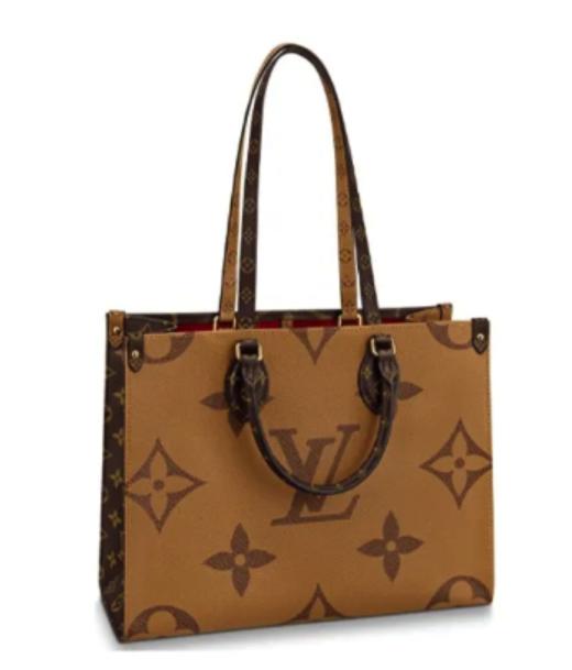 LOUIS VUITTON ONTHEGO 经典老花百搭通勤 涂层帆布 托特包Tote包购物袋单肩手提包 中号 女款 棕色/焦糖色拼色 #老花肩带# 商品图0