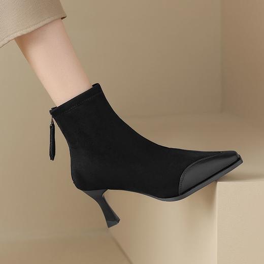 ZHR则则时尚尖头细跟高跟通勤女鞋2024新款冬季百搭通勤短靴靴子 商品图6
