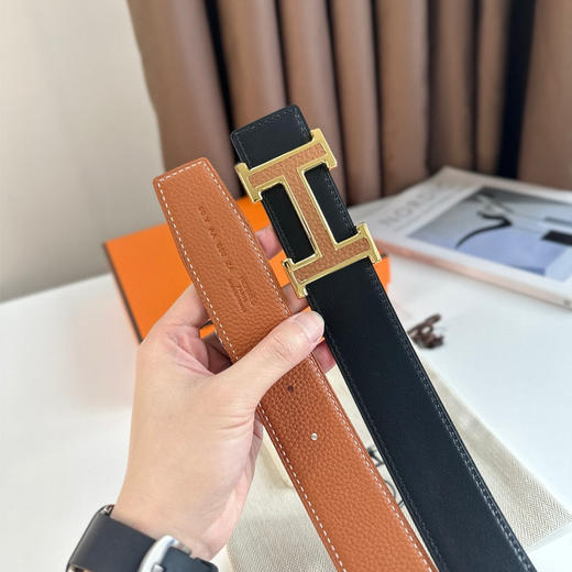 秋冬特惠💰340【爱马仕】男士腰带 H双面进口皮 BELT BUCKLE & REVERSIBLE LEATHER STRAP 带身宽3.8cm 商品图7