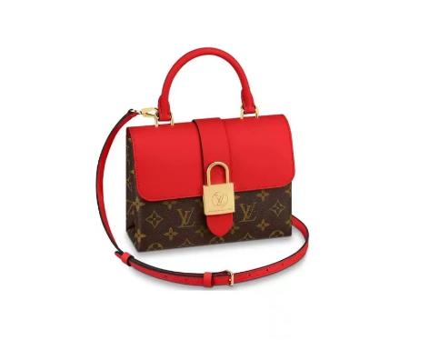 LOUIS VUITTON Locky BB金色金属件锁头优雅通勤 经典老花帆布拼牛皮 单肩包斜挎包手提包 小号女款 棕色/罂粟红 商品图0
