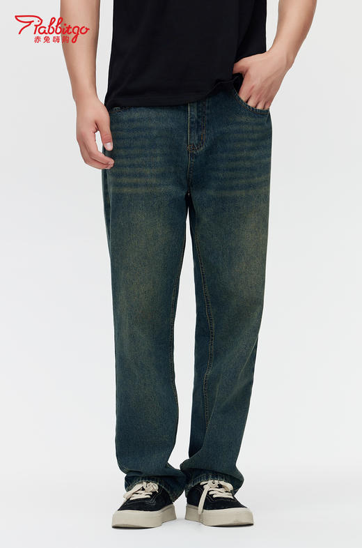 赤兔嗨购男装宽松阔腿牛仔裤2024年秋冬新款水洗长裤宽腿修饰身形 商品图3