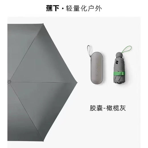 蕉下 胶囊系列黑胶五折伞-纯色橄榄灰、夜苍蓝、腮桃粉、青石黑_x000b_ 商品图1