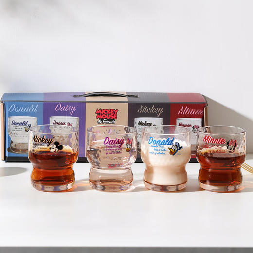 DISNEY 迪士尼茶色复古锤纹玻璃杯4件套礼盒装 商品图0