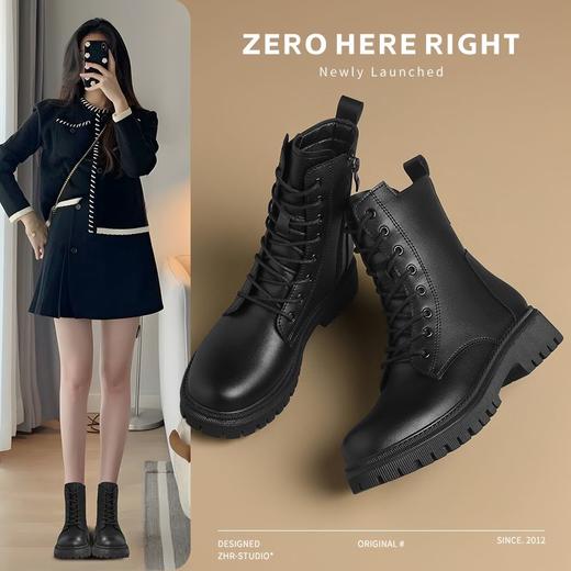 ZHR则则厚底马丁靴女2024新款加绒加厚保暖棉鞋潮酷靴子增高短靴 商品图1