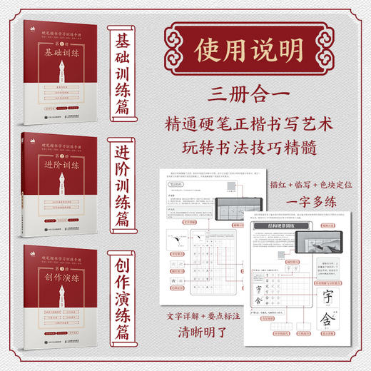 硬笔楷书学习训练手册  笔法+控笔+笔画+偏旁+结构+整体+创作 书法临摹字帖成人练字静心书法教程 商品图3