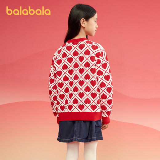 巴拉巴拉女童毛衣儿童毛衫童装2025春装新款爱心中大童针织上衣潮 商品图2