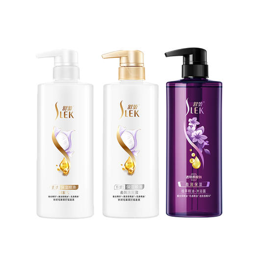 舒蕾（SLEK） 植萃精油洗护沐礼盒60030×（蚕丝洗500ml+蚕丝护500ml+莹润沐浴露500ml） 商品图1