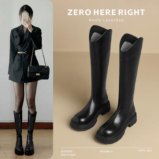 ZHR则则时髦显瘦长筒靴气质靴子女2024新款厚底增高百搭女鞋长靴 商品图0