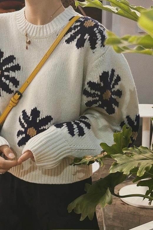 LNNNS 法式短款雏菊图案针织上衣 17602 商品图3