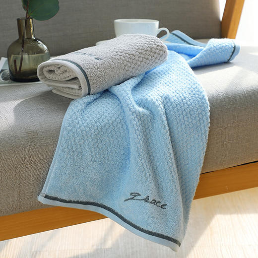 洁丽雅7253毛巾2条装兰+灰 商品图1