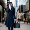 奢姿2024年冬装新款大码女装胖妹妹翻驳领撞色名媛百搭中长款外套9924352419 商品缩略图4