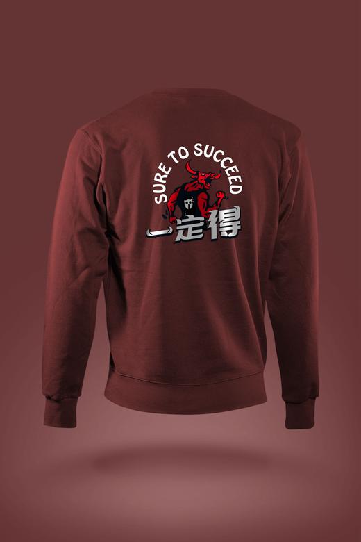 严素 一定得 套头休闲棉卫衣，男女通用宽松日常枣红绿灰 商品图5