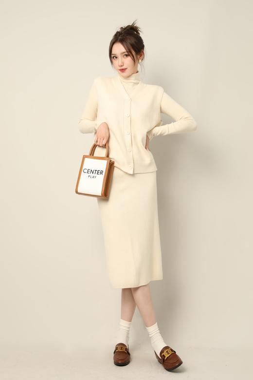 Le Malene 米白色马甲半裙针织三件套套装 17540 商品图2