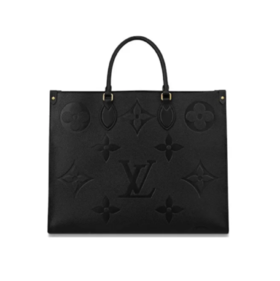 LOUIS VUITTON ONTHEGO GM经典方形轮廓大容量 压纹软粒面牛皮革 托特包Tote包购物袋单肩包手提包 大号 女款 黑