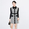 【高货wl】全新升级【铂金会员349/天猫469/差价120】(41013) 洛诗琳时尚通勤撞色系带款翻领亮丝背心裙长袖针织两件套 商品缩略图0
