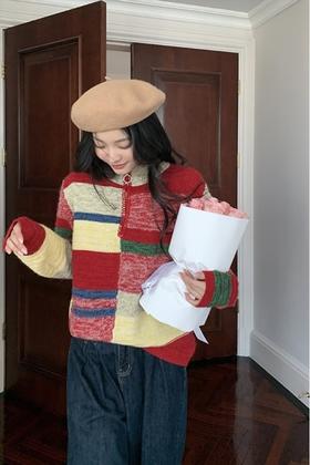 ANSUABEL 不规则彩色高领拉链针织 17798