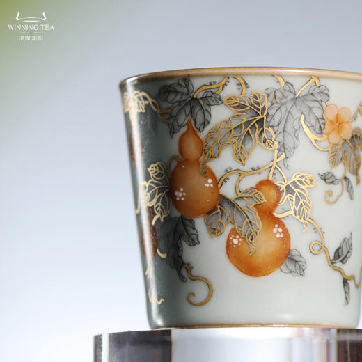 问鼎汝瓷鼎峰系列天青直口杯（描金墨彩葫芦）（缺货） 商品图2