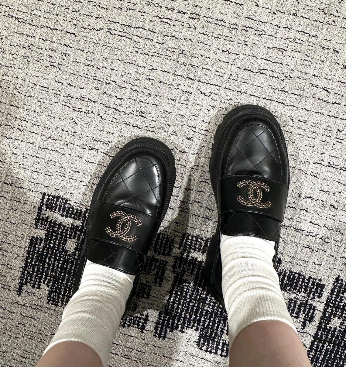 买手渠道  菱格皮穿链厚底乐福鞋  超轻发泡大底