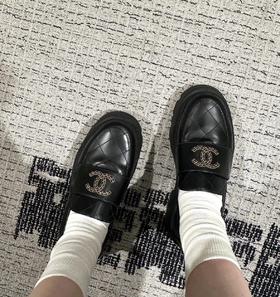 买手渠道  菱格皮穿链厚底乐福鞋  超轻发泡大底