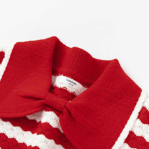 巴拉巴拉童装儿童毛衣女童毛衫2025春装条纹针织衫蝴蝶结内搭上衣 商品图3