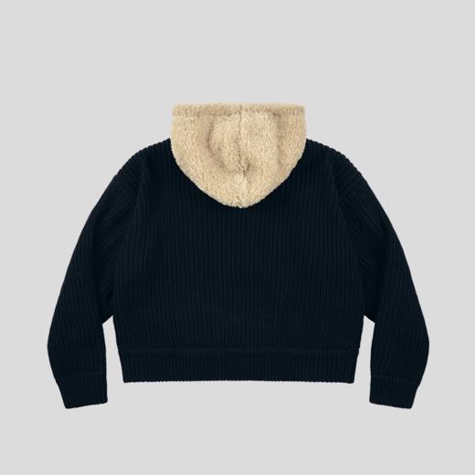 GOODBAI 916 贴布绣撞色拼接含羊毛连帽针织外套 商品图4