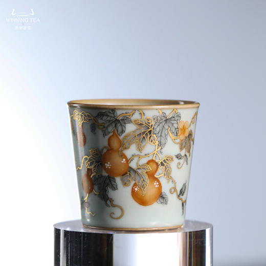 问鼎汝瓷鼎峰系列天青直口杯（描金墨彩葫芦）（缺货） 商品图1
