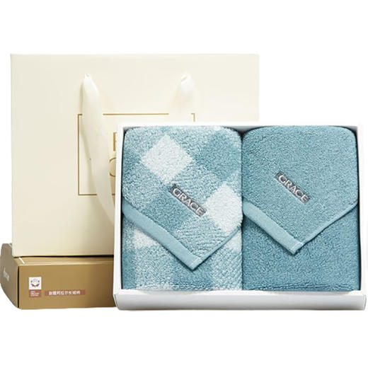 洁丽雅（Grace）毛巾礼盒两条装9231+7174 浅蓝 商品图0