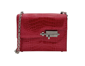 HERMES爱马仕Verrou Chaine金扣 鳄鱼皮 手枪包 迷你 9M Sanguine 鲜红色 A刻