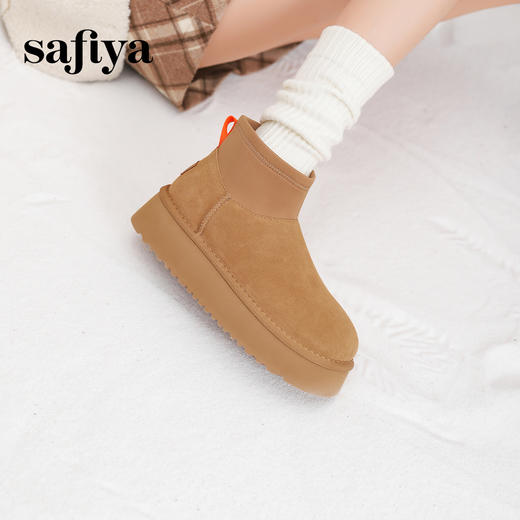 Safiya/索菲娅2024经典休闲厚底百搭防滑加绒时尚雪地靴 SF4411A410 商品图3